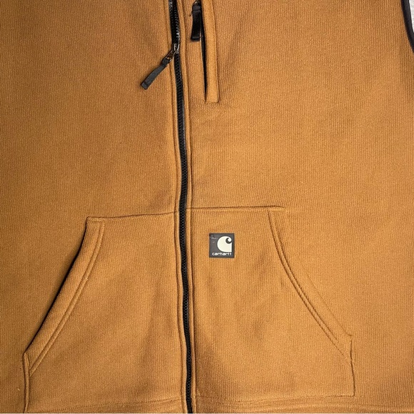 Carhartt Vest Mens Medium Brown Full Zip Fleece Workwear - Picture 6 of 8